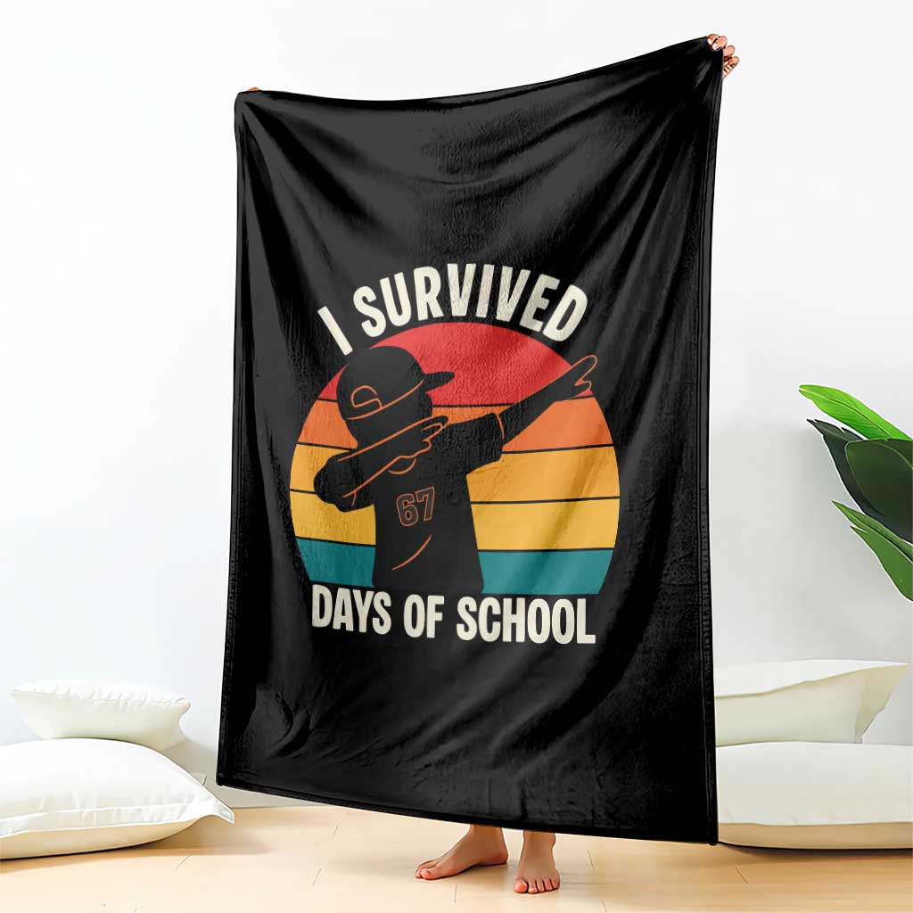 I Survived 67 Days Of School Throw Blanket Funny Boys Kids - Wonder Print Shop
