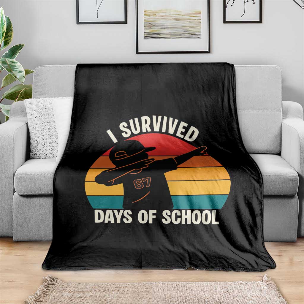I Survived 67 Days Of School Throw Blanket Funny Boys Kids - Wonder Print Shop