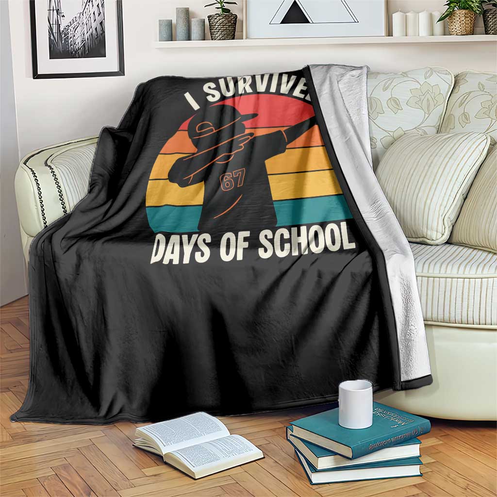 I Survived 67 Days Of School Throw Blanket Funny Boys Kids - Wonder Print Shop
