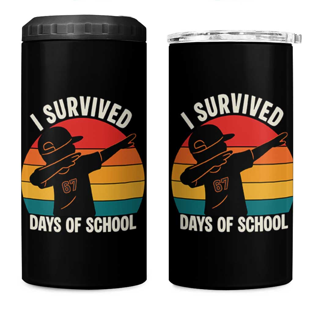 I Survived 67 Days Of School 4 in 1 Can Cooler Tumbler Funny Boys Kids - Wonder Print Shop