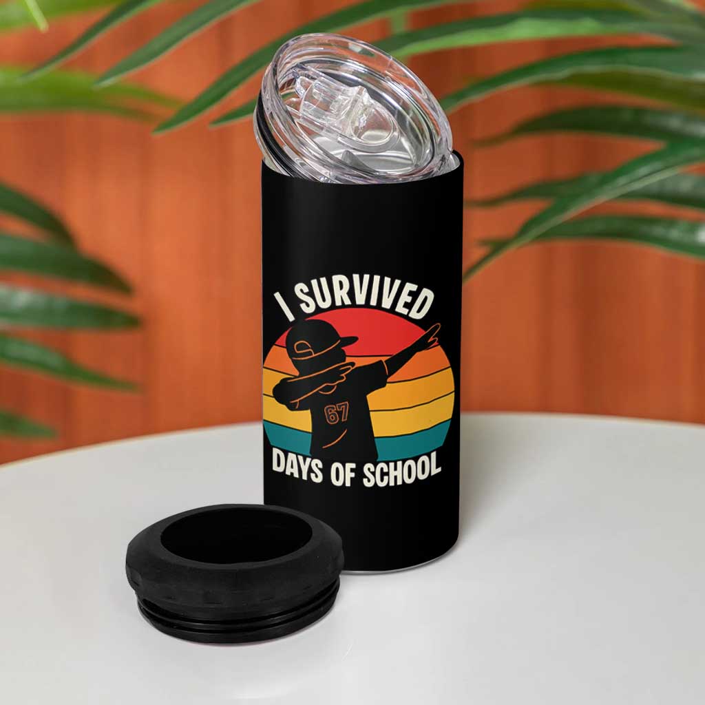 I Survived 67 Days Of School 4 in 1 Can Cooler Tumbler Funny Boys Kids - Wonder Print Shop