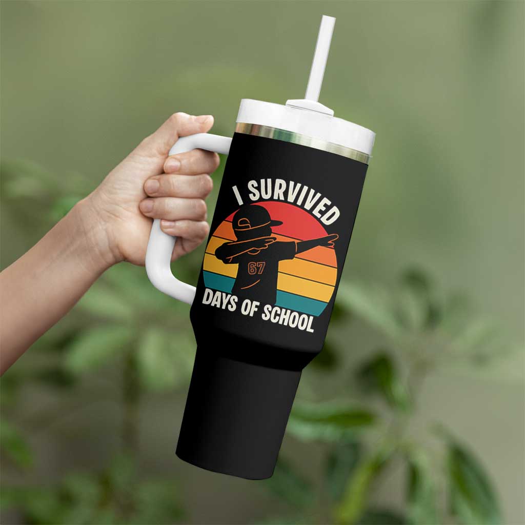 I Survived 67 Days Of School Tumbler With Handle Funny Boys Kids - Wonder Print Shop
