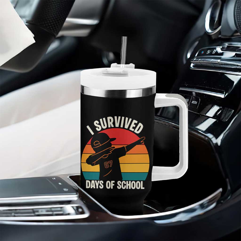 I Survived 67 Days Of School Tumbler With Handle Funny Boys Kids - Wonder Print Shop