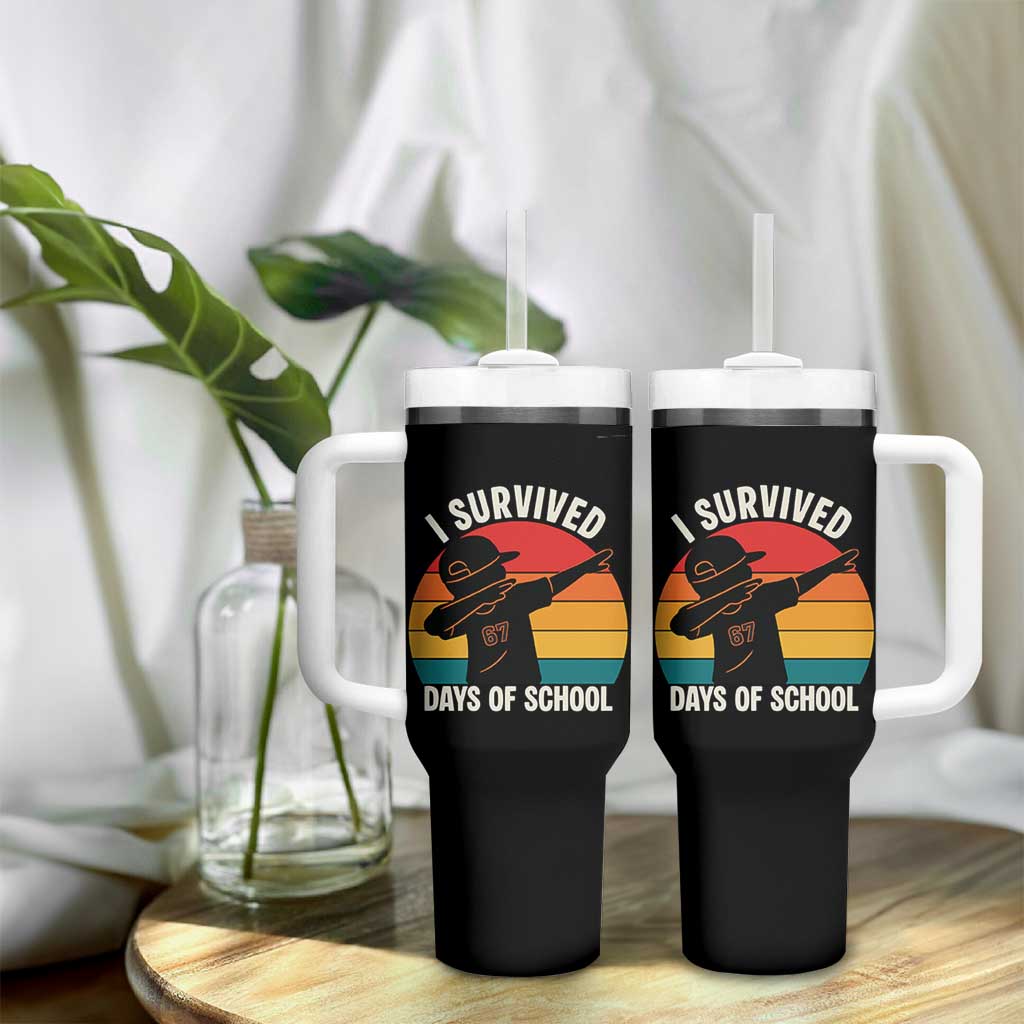 I Survived 67 Days Of School Tumbler With Handle Funny Boys Kids - Wonder Print Shop