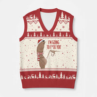 Marcus The Worm Xmas Meme V-Neck Knit Sweater Vest I Am Going To Fck You - Wonder Print Shop