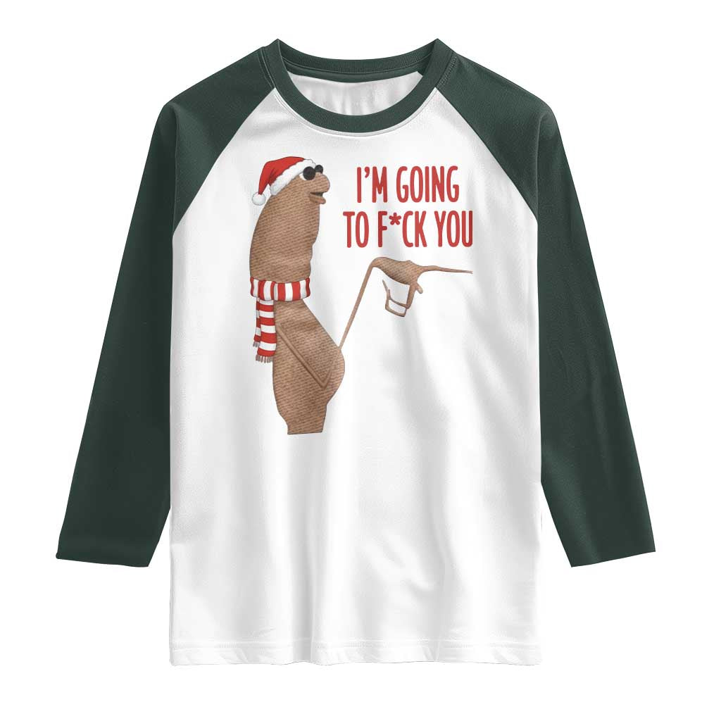 Marcus The Worm Christmas Meme Raglan Shirt I Am Going To Fck You - Wonder Print Shop