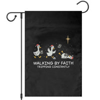 Christian Goose Christmas Garden Flag Walking By Faith Tripping Constantly Funny Quote - Wonder Print Shop