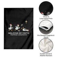 Christian Goose Christmas Garden Flag Walking By Faith Tripping Constantly Funny Quote - Wonder Print Shop