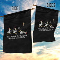 Christian Goose Christmas Garden Flag Walking By Faith Tripping Constantly Funny Quote - Wonder Print Shop