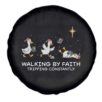 Christian Goose Christmas Spare Tire Cover Walking By Faith Tripping Constantly Funny Quote - Wonder Print Shop