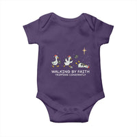 Christian Goose Christmas Baby Onesie Walking By Faith Tripping Constantly Funny Quote - Wonder Print Shop