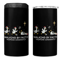 Christian Goose Christmas 4 in 1 Can Cooler Tumbler Walking By Faith Tripping Constantly Funny Quote - Wonder Print Shop