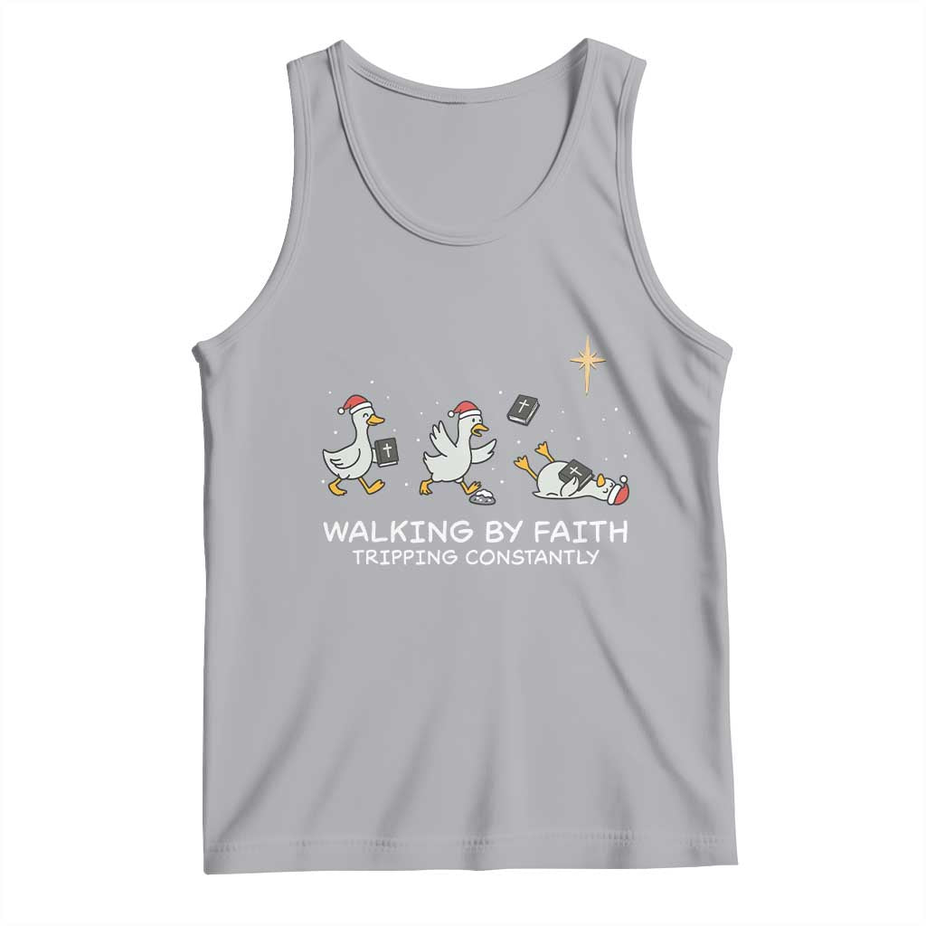 Christian Goose Christmas Tank Top Walking By Faith Tripping Constantly Funny Quote - Wonder Print Shop