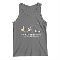 Christian Goose Christmas Tank Top Walking By Faith Tripping Constantly Funny Quote - Wonder Print Shop