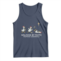 Christian Goose Christmas Tank Top Walking By Faith Tripping Constantly Funny Quote - Wonder Print Shop