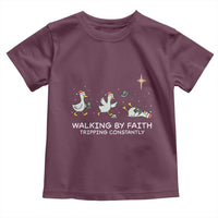Christian Goose Christmas Toddler T Shirt Walking By Faith Tripping Constantly Funny Quote - Wonder Print Shop