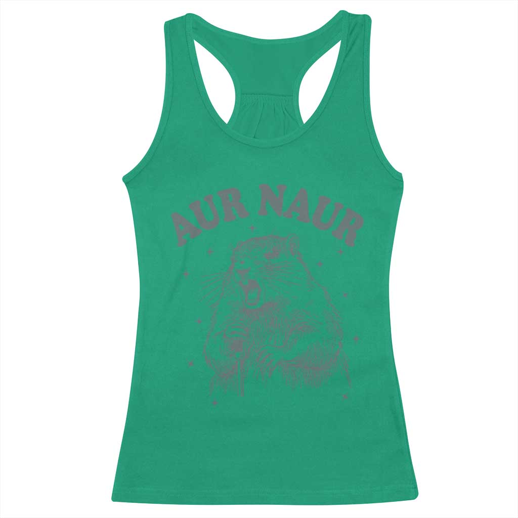 Aur Naur Raccoon St Patricks Day Racerback Tank Top Funny Sarcastic Oh No Australian Accent