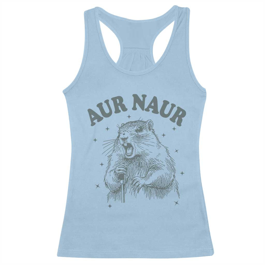 Aur Naur Raccoon St Patricks Day Racerback Tank Top Funny Sarcastic Oh No Australian Accent