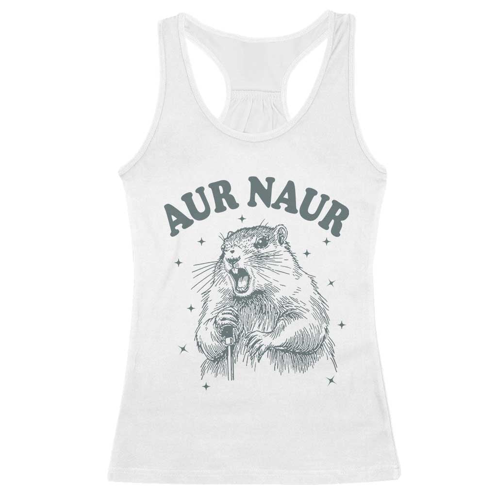 Aur Naur Raccoon St Patricks Day Racerback Tank Top Funny Sarcastic Oh No Australian Accent