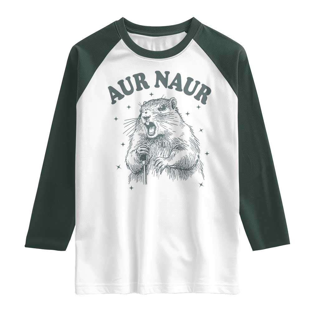 Aur Naur Raccoon St Patricks Day Raglan Shirt Funny Sarcastic Oh No Australian Accent