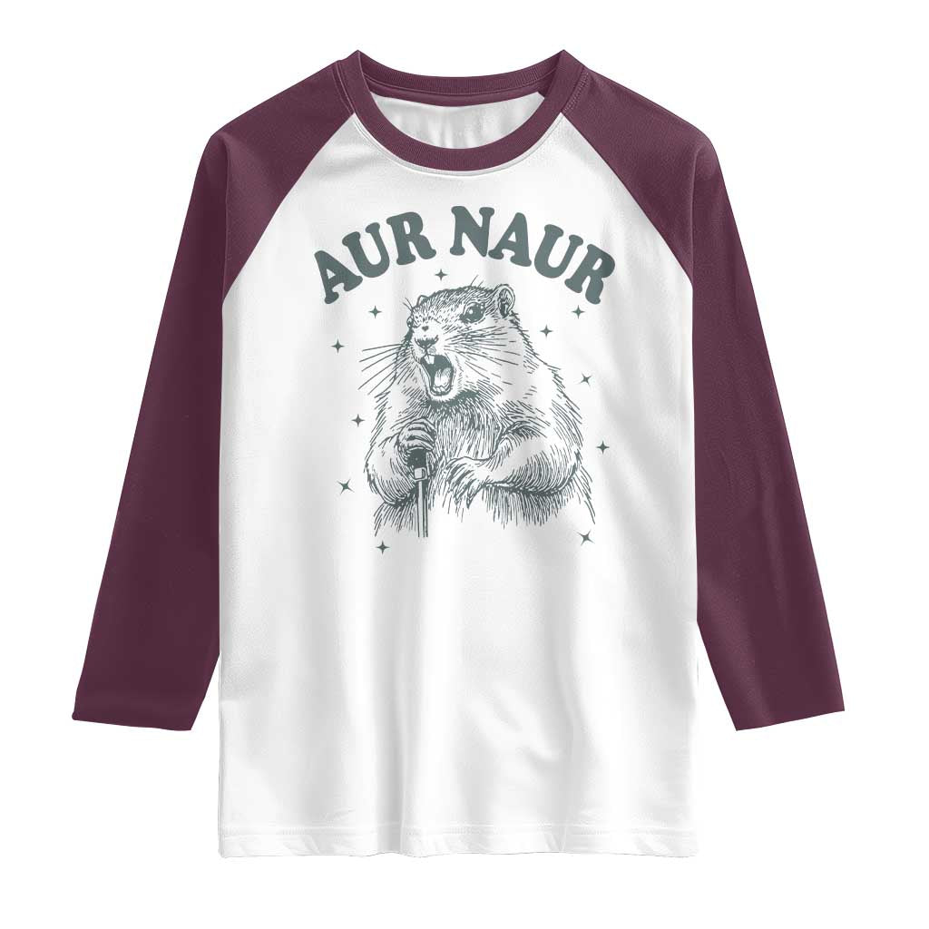 Aur Naur Raccoon St Patricks Day Raglan Shirt Funny Sarcastic Oh No Australian Accent