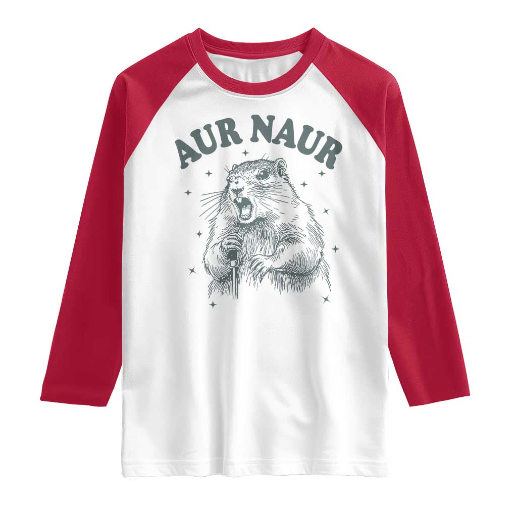Aur Naur Raccoon St Patricks Day Raglan Shirt Funny Sarcastic Oh No Australian Accent