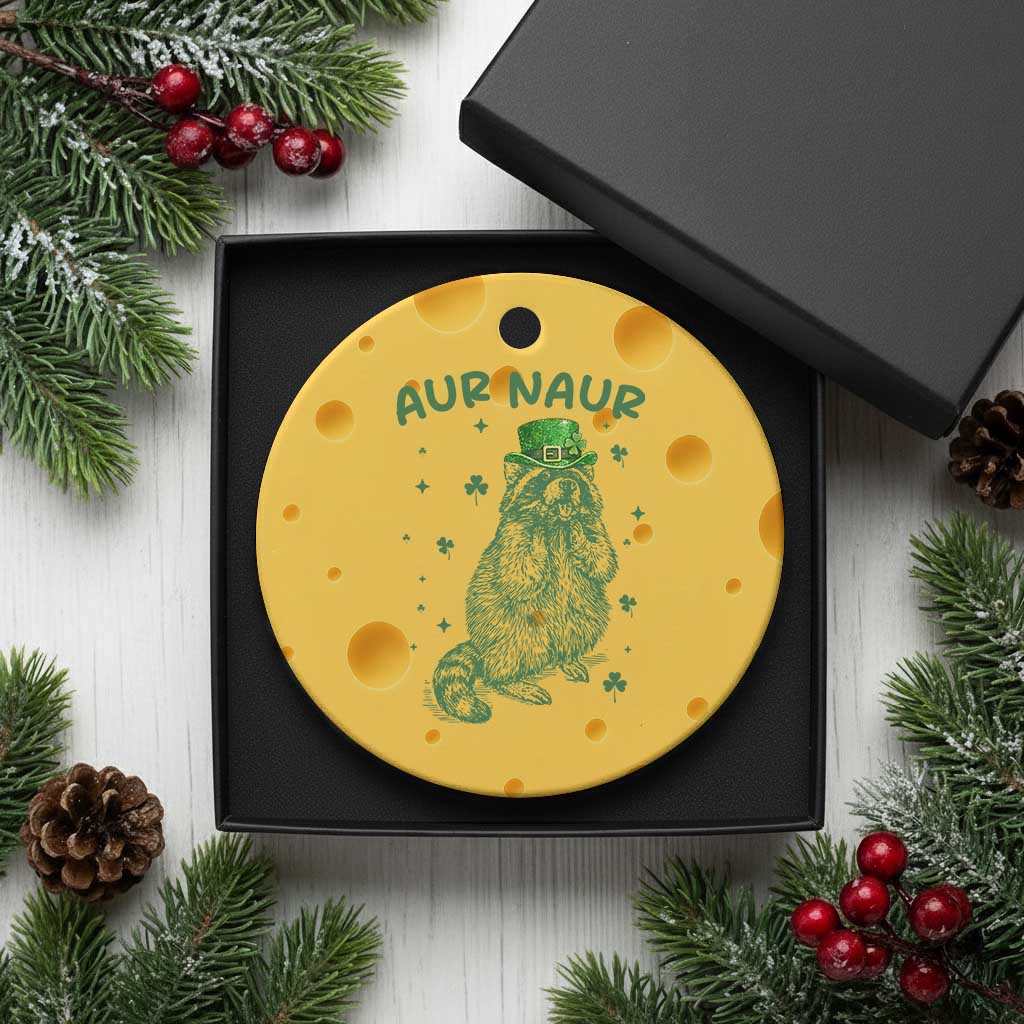Aur Naur Cowboy Raccoon Meme Ceramic Ornament Funny Sarcastic Oh No Australian Accent