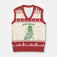 Aur Naur Cowboy Raccoon Meme V-Neck Knit Sweater Vest Funny Sarcastic Oh No Australian Accent