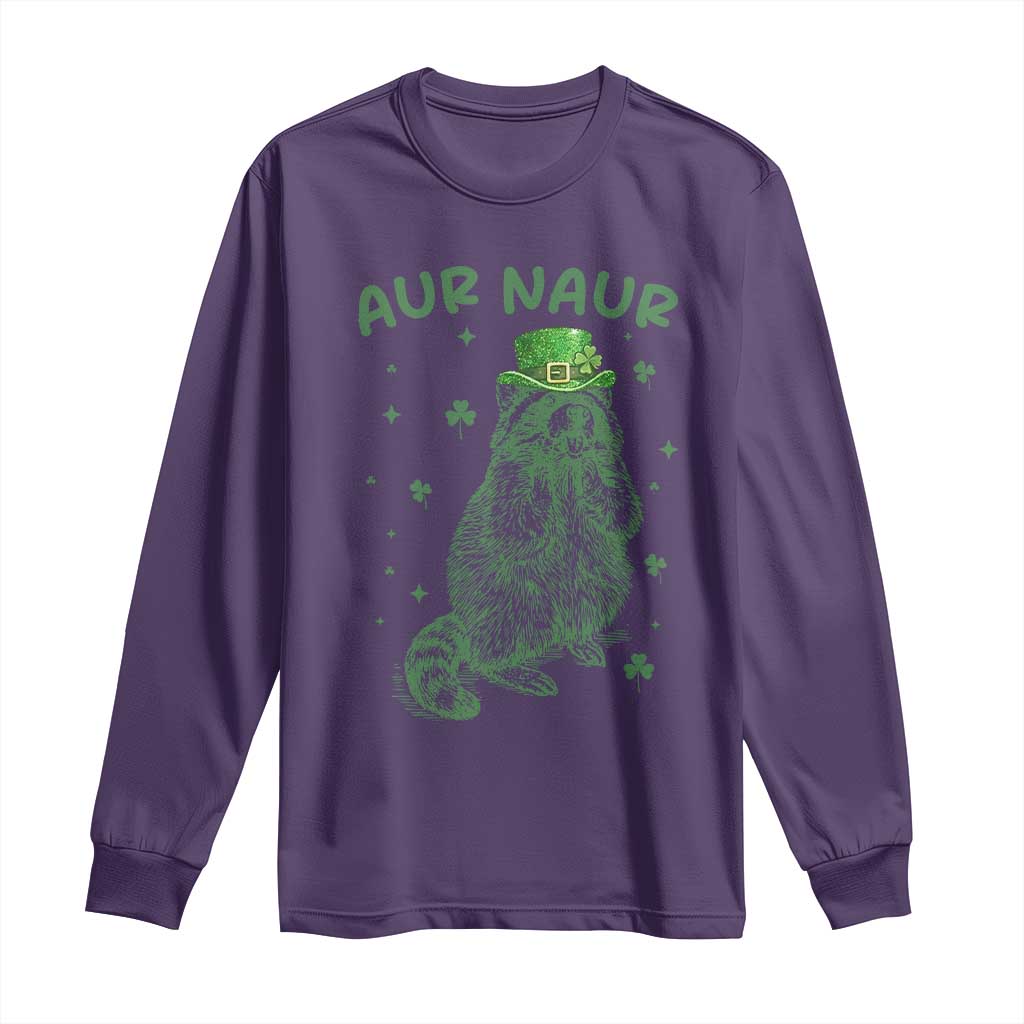 Aur Naur Cowboy Raccoon Meme Long Sleeve Shirt Funny Sarcastic Oh No Australian Accent