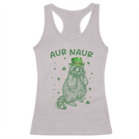 Aur Naur Cowboy Raccoon Meme Racerback Tank Top Funny Sarcastic Oh No Australian Accent