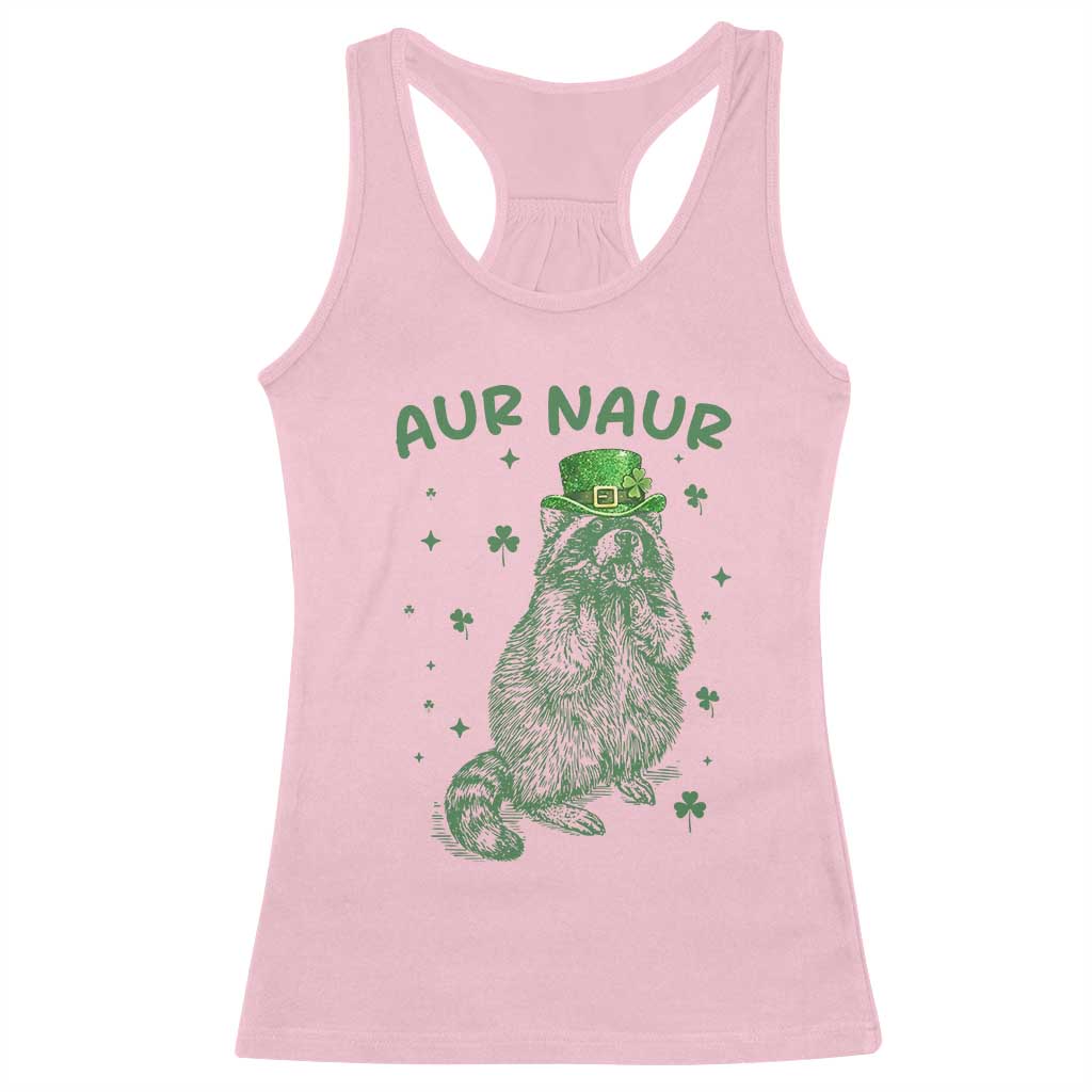 Aur Naur Cowboy Raccoon Meme Racerback Tank Top Funny Sarcastic Oh No Australian Accent
