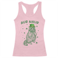 Aur Naur Cowboy Raccoon Meme Racerback Tank Top Funny Sarcastic Oh No Australian Accent