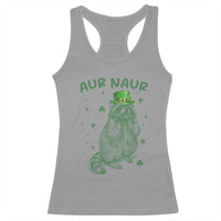 Aur Naur Cowboy Raccoon Meme Racerback Tank Top Funny Sarcastic Oh No Australian Accent
