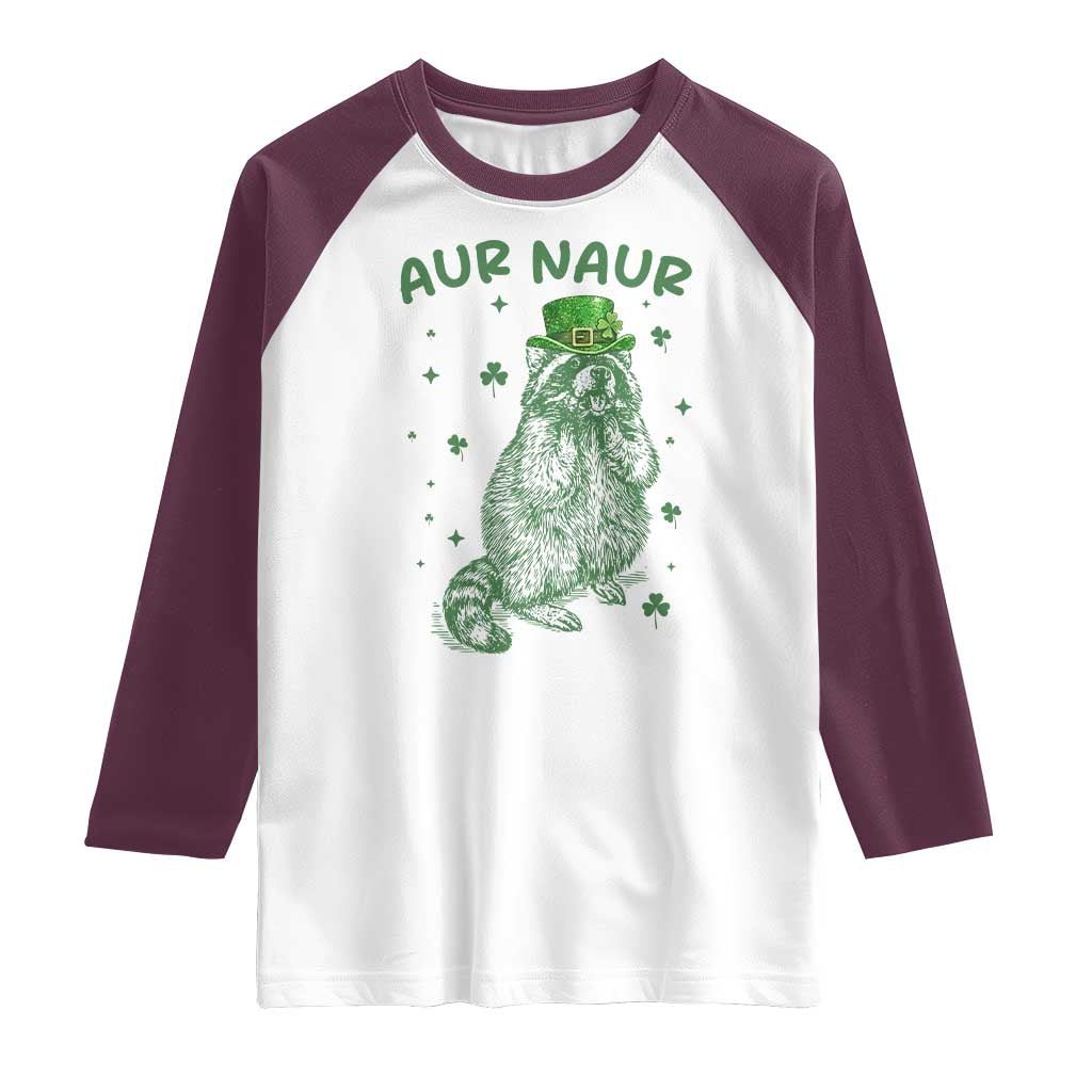 Aur Naur Cowboy Raccoon Meme Raglan Shirt Funny Sarcastic Oh No Australian Accent