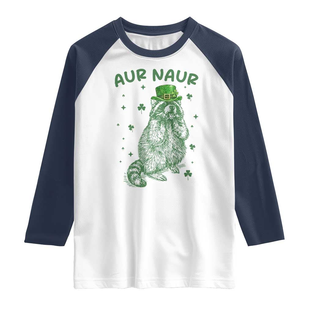 Aur Naur Cowboy Raccoon Meme Raglan Shirt Funny Sarcastic Oh No Australian Accent