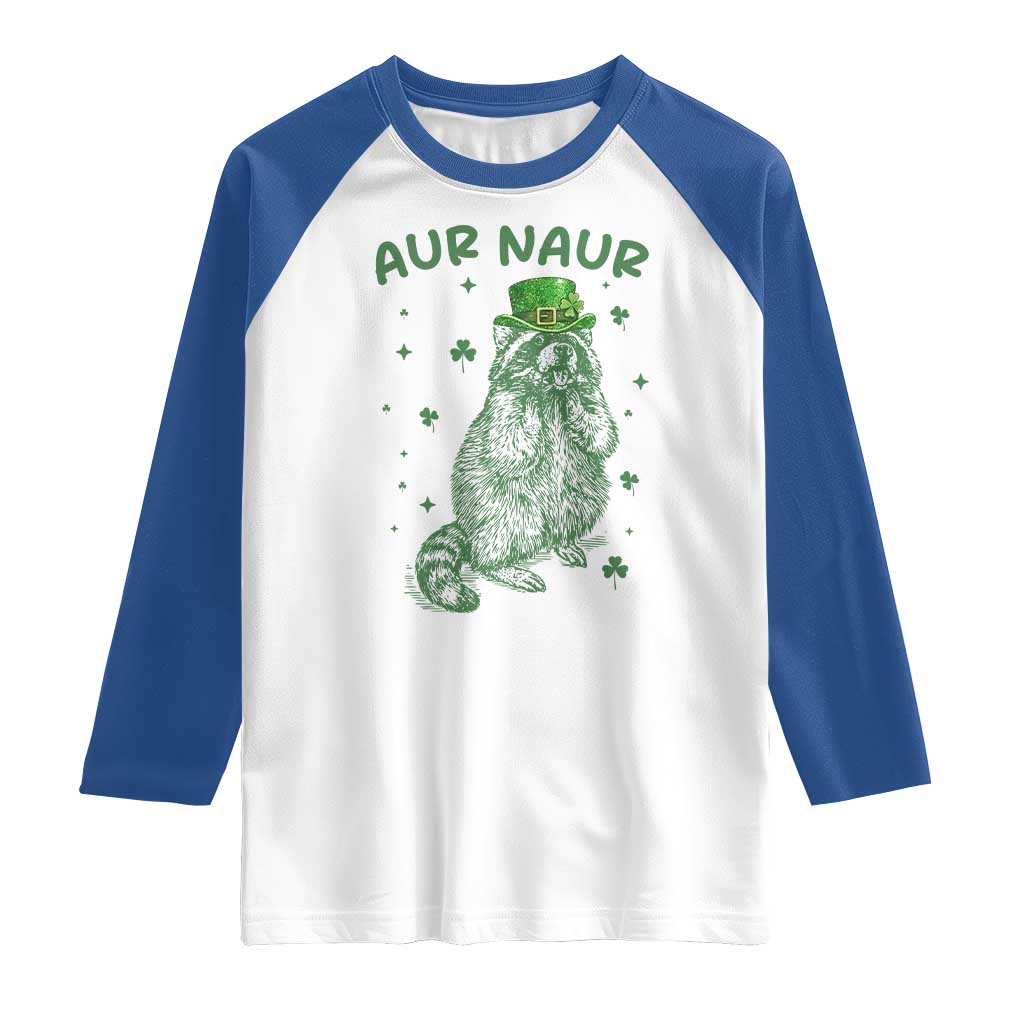 Aur Naur Cowboy Raccoon Meme Raglan Shirt Funny Sarcastic Oh No Australian Accent