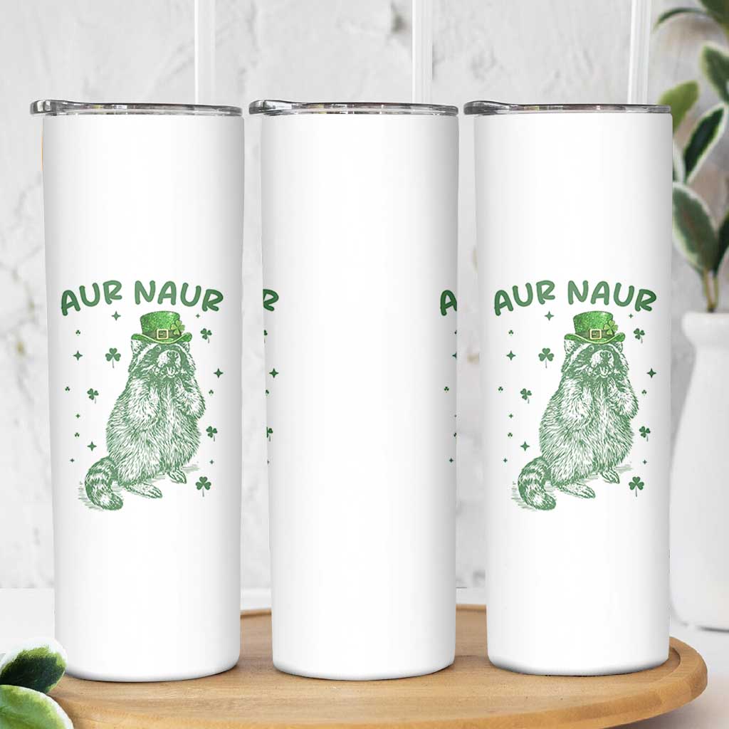 Aur Naur Cowboy Raccoon Meme Skinny Tumbler Funny Sarcastic Oh No Australian Accent