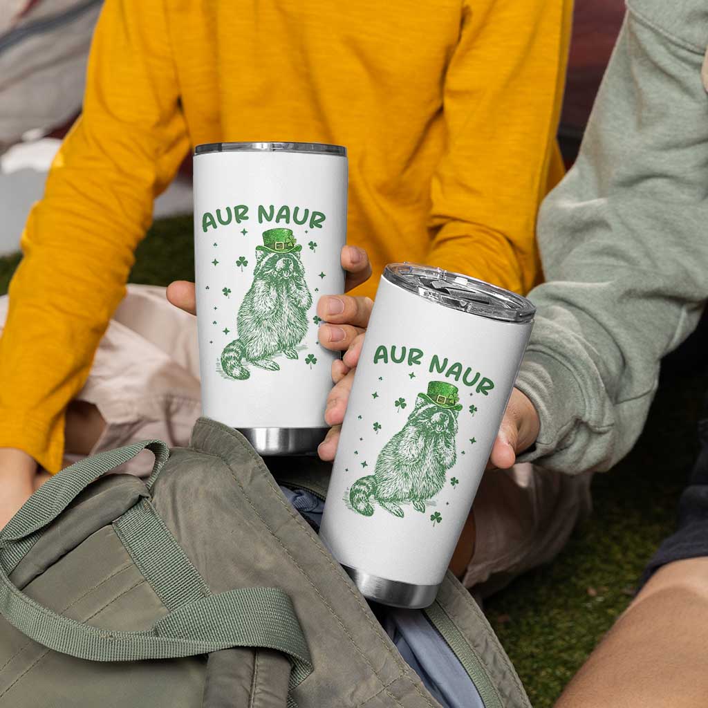Aur Naur Cowboy Raccoon Meme Tumbler Cup Funny Sarcastic Oh No Australian Accent
