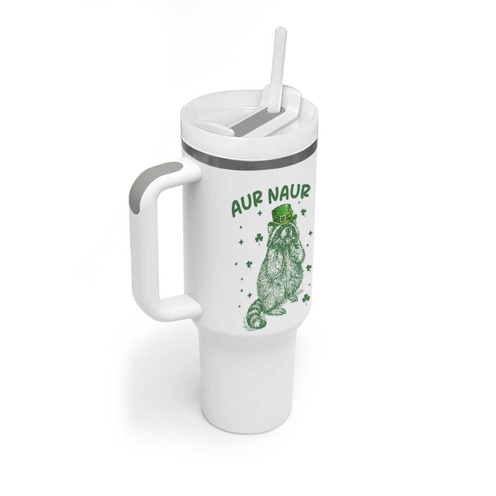 Aur Naur Cowboy Raccoon Meme Tumbler With Handle Funny Sarcastic Oh No Australian Accent