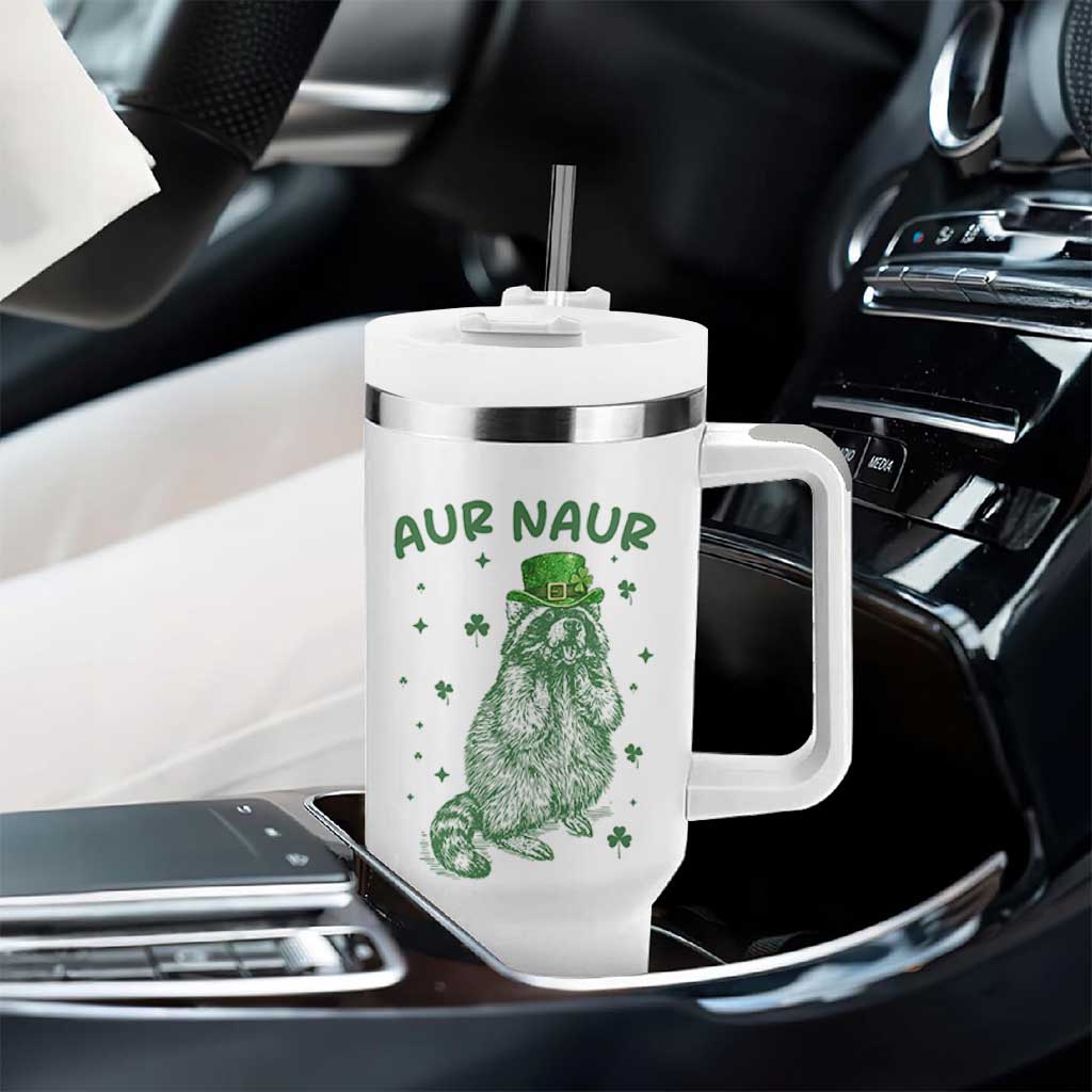 Aur Naur Cowboy Raccoon Meme Tumbler With Handle Funny Sarcastic Oh No Australian Accent