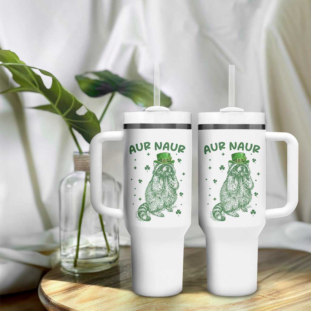Aur Naur Cowboy Raccoon Meme Tumbler With Handle Funny Sarcastic Oh No Australian Accent