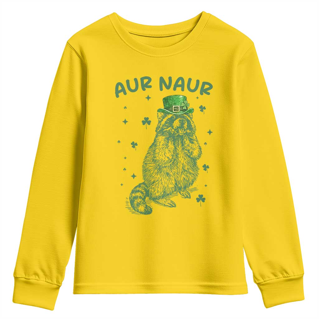 Aur Naur Cowboy Raccoon Meme Youth Sweatshirt Funny Sarcastic Oh No Australian Accent