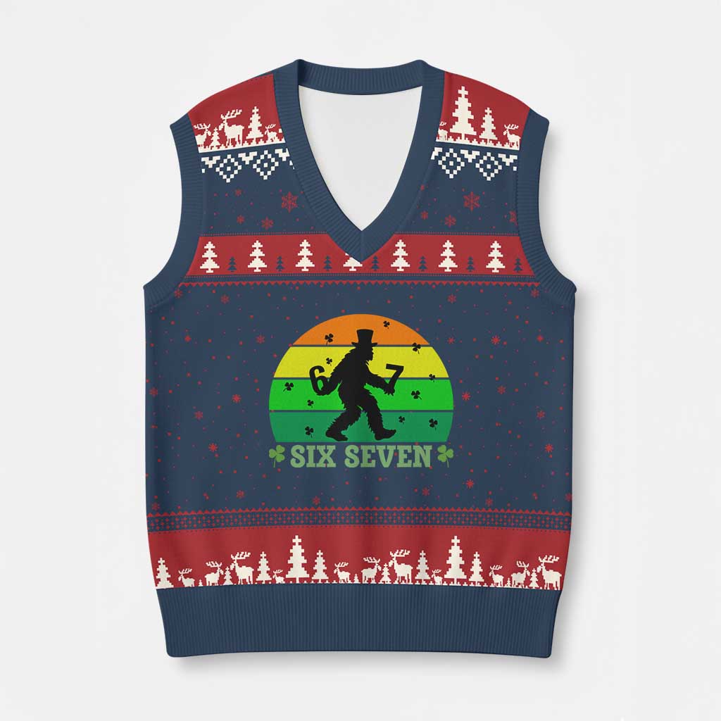 Aur NaurCowboy Raccoon Meme V-Neck Knit Sweater Vest Funny Sarcastic Oh No Australian Accent