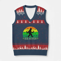 Aur NaurCowboy Raccoon Meme V-Neck Knit Sweater Vest Funny Sarcastic Oh No Australian Accent