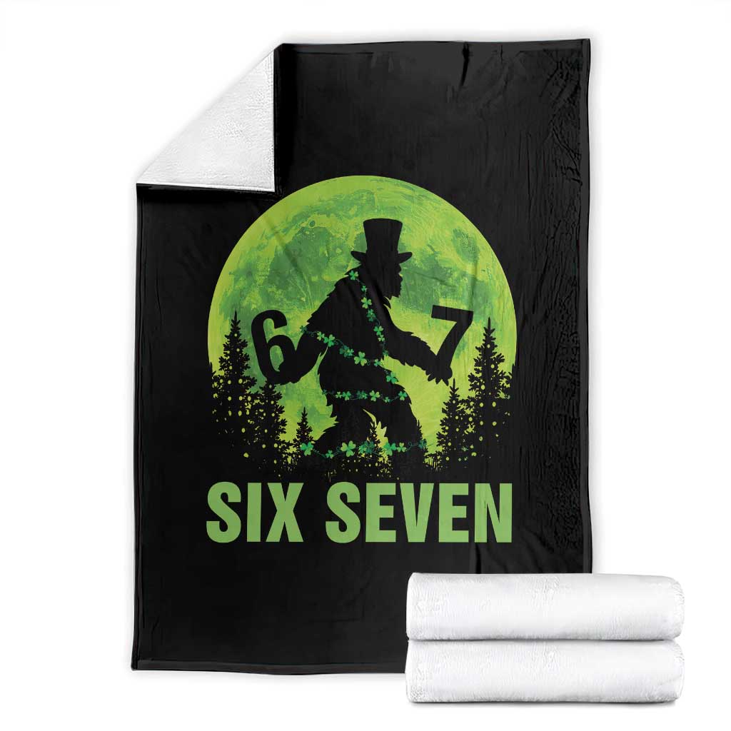 Funny Bigfoot St Patricks Day Throw Blanket Sasquatch Hiding Moon Forest Meme