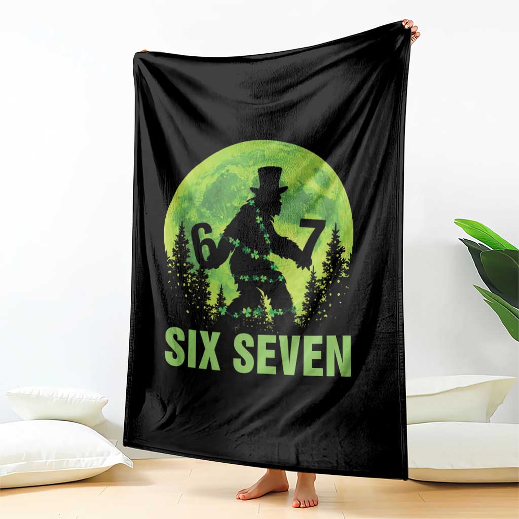 Funny Bigfoot St Patricks Day Throw Blanket Sasquatch Hiding Moon Forest Meme
