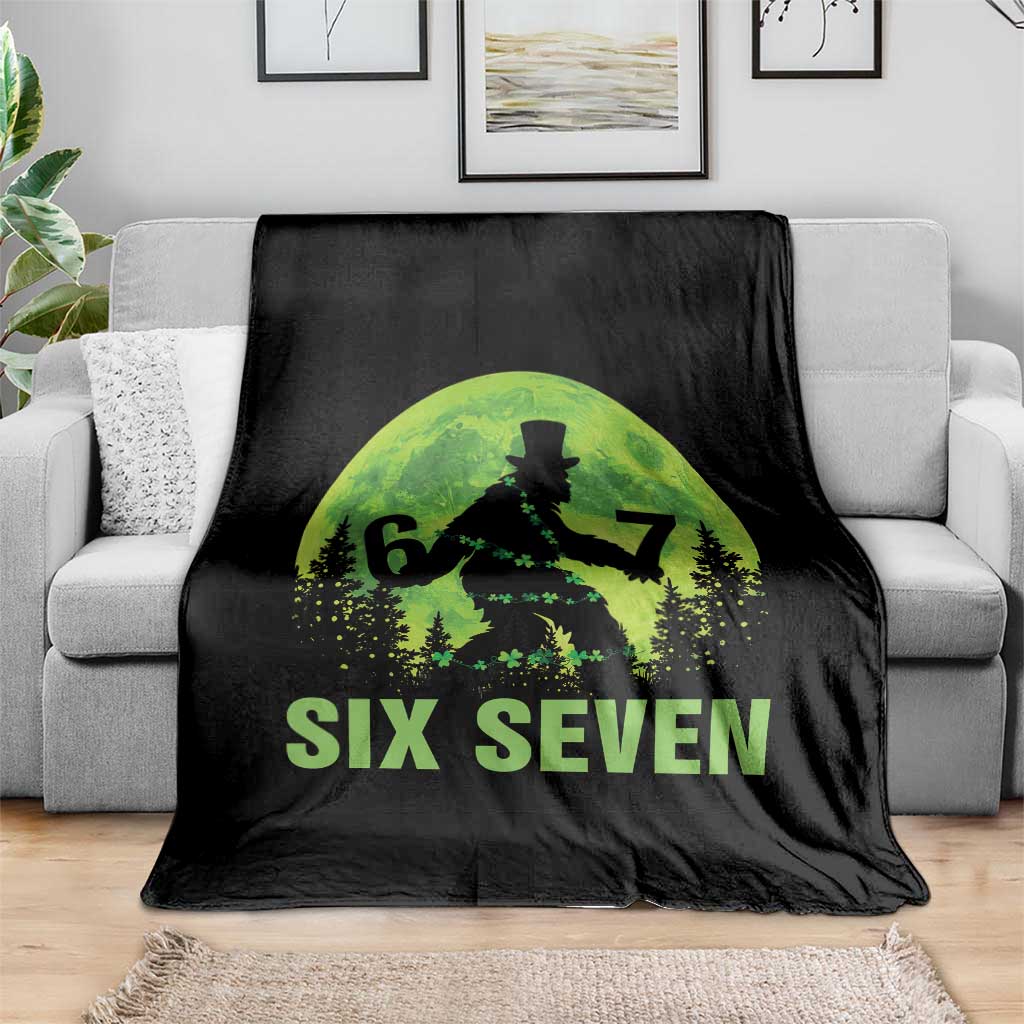 Funny Bigfoot St Patricks Day Throw Blanket Sasquatch Hiding Moon Forest Meme