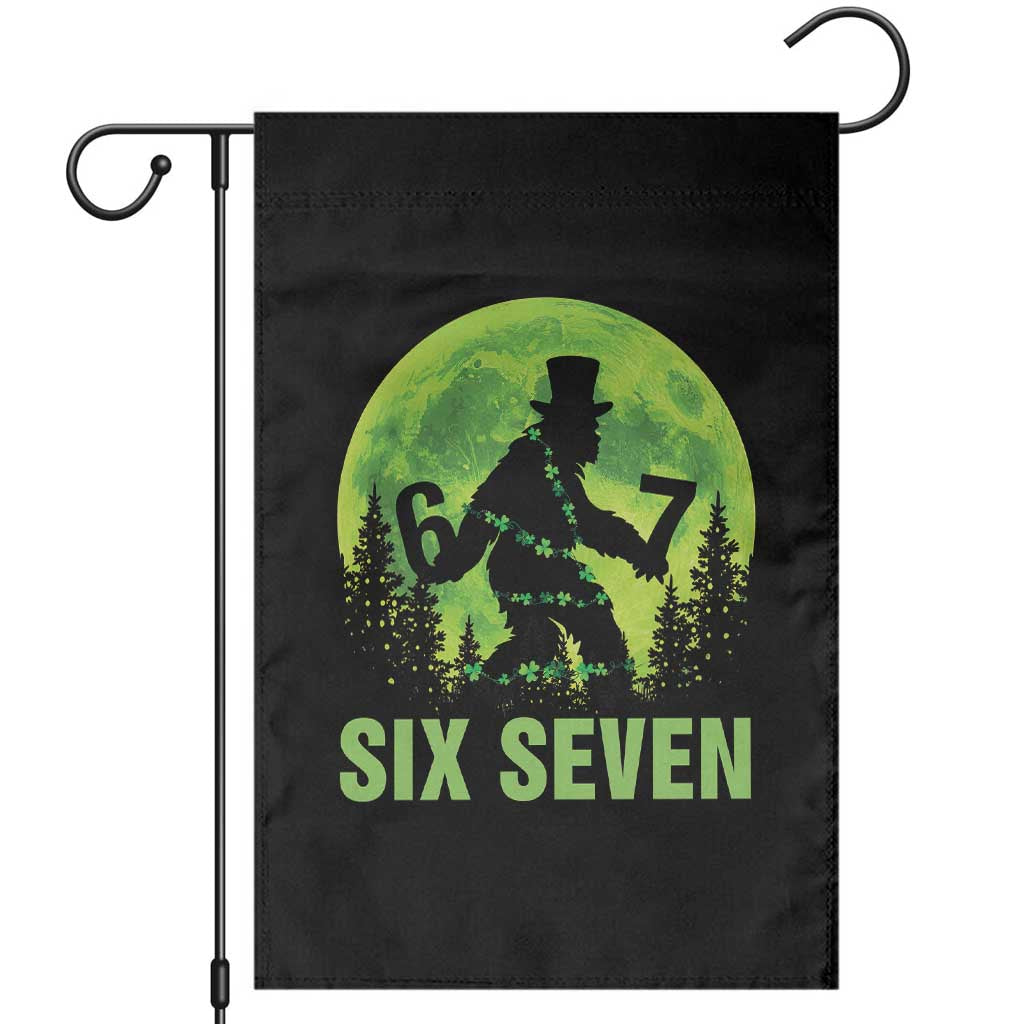 Funny Bigfoot St Patricks Day Garden Flag Sasquatch Hiding Moon Forest Meme