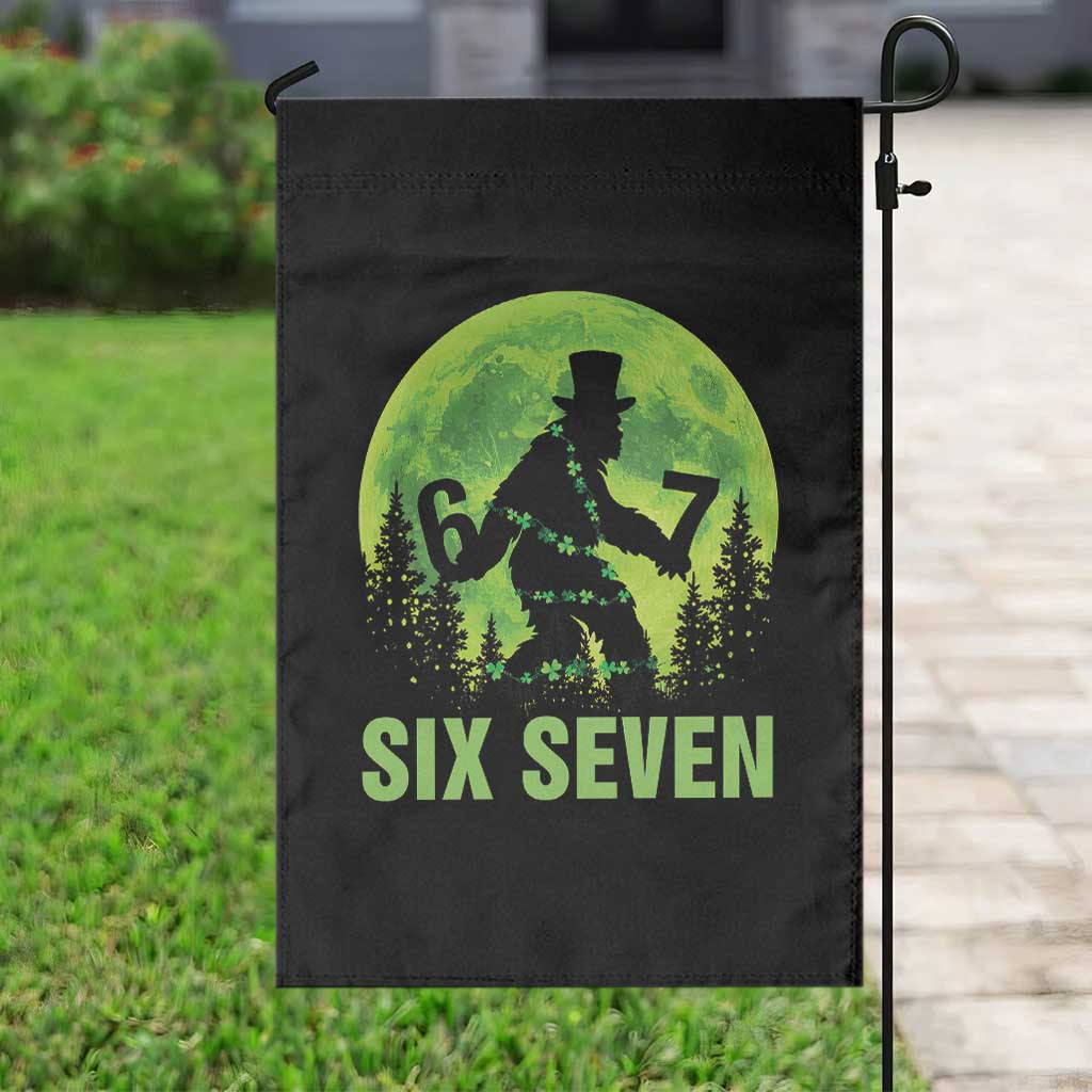 Funny Bigfoot St Patricks Day Garden Flag Sasquatch Hiding Moon Forest Meme