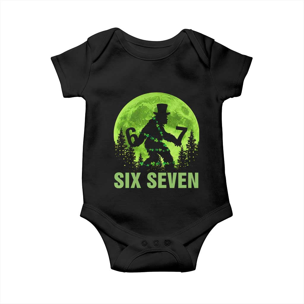 Funny Bigfoot St Patricks Day Baby Onesie Sasquatch Hiding Moon Forest Meme